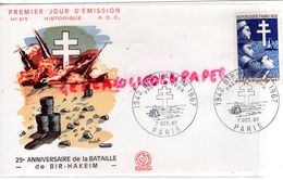 AFRIQUE- LIBYE - ENVELOPPE 25 ANNIVERSAIRE BATAILLE DE BIR HAKEIM- PARIS 1967  GUERRE 1939-1945 - Libia