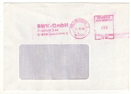 Enveloppe DEUTSCHE BUNDENPOST ALLEMAGNE Oblitération E.M.A. 6140 BENSHEIM 1 24/11/1989 - Machines à Affranchir (EMA)