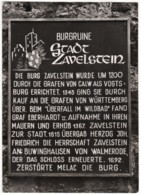 Bad Teinach Zavelstein - S/w Informationstafel Burgruine Zavelstein - Bad Teinach