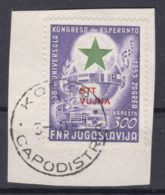 Italy Yugoslavia Trieste Zone B, 1953 Airmail Esperanto Mi#104 Sassone#A20 Used Cut Square - Usados