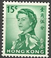 Hong Kong - 1962 QEII 15c  MH *  SG 198  Sc 205 - Unused Stamps