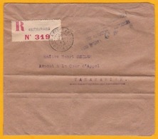 1945 - Enveloppe De Fortune Reco Par Avion D' Antsirabe Vers Tananarive - Taxe Perçue Faute De Timbres - Pénuries Papier - Cartas & Documentos