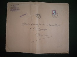 LETTRE Griffe Violette IMPRIMES + TP MARIANNE DE DECARIS 0,25 OBL.9-11 1962 FONTENAY SOUS BOIS PPAL (93) J. LAHMI Représ - 1960 Marianne (Decaris)