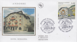 Enveloppe  FDC  1er  Jour  ANDORRE   Hôtel   ROSALEDA   2002 - FDC