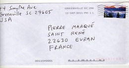 Enveloppe U.S.A. ETATS UNIS Oblitération GREENVILLE SC 296 12/09/2011 - Marcophilie