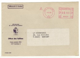 Enveloppe HELVETIA SUISSE Oblitération E.M.A. 1200 GENEVE 3 04/06/1991 - Poststempel