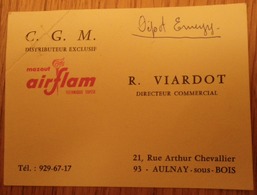 Carte De Visite R. VIARDOT Directeur Commercial C.G.M. Distributeur Mazout Airflam Aulnay Sous Bois - Elektrizität & Gas