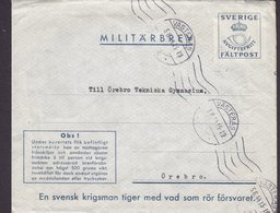 Sweden Fältpost Feldpost Fieldpost Militärbrev VÄSTERÅS 1944 Cover Brief ÖREBRO (2 Scans) - Militärmarken