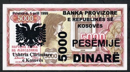 KOSOVO NLP 5000 DINARE 1999 PROVISIONAL ISSUE  UNC. - Sonstige – Europa