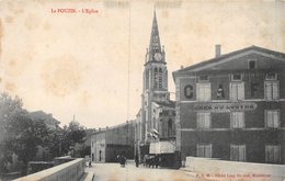 PIE.Z.VI.19-421 : LE POUZIN. CAFE DU LOUVRE ET EGLISE. - Le Pouzin