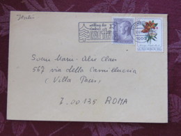 Luxemburg 1988 Cover Luxembourg To Roma - Flowers - Grand Duke Jean - Caritas Stamps Slogan - Briefe U. Dokumente