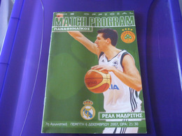 Panathinaikos-Real Madrid Euroleague Basketball Official Match Program Programme 06/12/2007 Diamantidis - Apparel, Souvenirs & Other