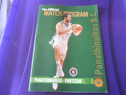 Panathinaikos-Partizan Euroleague Basketball Official Match Program Programme 02/01/2008 Spanoulis - Apparel, Souvenirs & Other