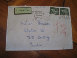 DUBLIN 1975 To Borlange Sweden 2 Stamp On Tax Taxed Losen 125 Ore Label Cancel Cover IRELAND Eire - Briefe U. Dokumente