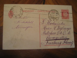 FREDREIKSHALD ? 1918 To Freiburg Switzerland Cancel Postal Stationery Card NORWAY - Brieven En Documenten