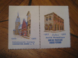 PERPIGNAN 1966 Jumelage Hannover Germany Hanovre Pair 2 Poster Stamp Label Vignette FRANCE - Esposizioni Filateliche