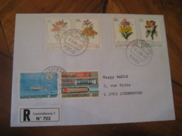 NOTHUM 1988 Flora Flower Train Truck Ship Plane Transport ... 6 Stamp Cancel Registered Cover LUXEMBOURG - Briefe U. Dokumente