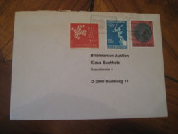 LUXEMBOURG 1989 To Hamburg Germany Europa Olympics Coin 3 Stamp Cancel Cover LUXEMBOURG - Briefe U. Dokumente