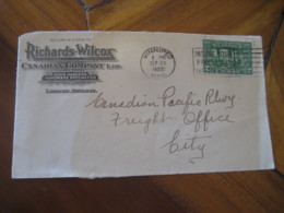 WINNIPEG 1927 Stamp On Cancel Richards-Wilcox Frontal Front Cover CANADA - Covers & Documents