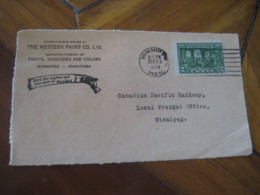 WINNIPEG 1928 Stamp On Cancel The Western Paint Co Frontal Front Cover CANADA - Covers & Documents