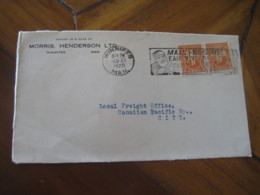 WINNIPEG 1927 2 Stamp On Cancel Morris Henderson LTD Frontal Front Cover CANADA - Lettres & Documents