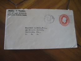 MONTREAL 1925 To Carlisle USA Cancel Postal Stationery Cover CANADA - Lettres & Documents