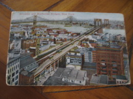 Brooklyn And Manhattan Bridges Milk Barden Advertising New York USA Post Card - Bruggen En Tunnels