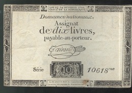 Assignat De Dix Livres / 10 Livres - Créé Le 24 Octobre 1792 - Série 10618 - Assignate