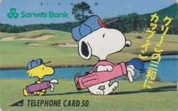TC JAPON / 330-8620 - BD Comics - CHIEN SNOOPY Sport GOLF ** BANQUE SANWA BANK **  PEANUTS DOG JAPAN Free Phonecard 1351 - BD