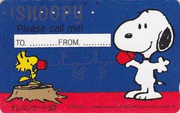 Télécarte JAPON / 330-14410 - BD Comics - CHIEN SNOOPY ** TO FROM ** - PEANUTS DOG JAPAN Free Phonecard - 1355 - BD