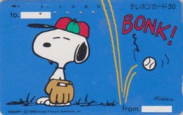 Télécarte JAPON / 330-20608 - BD Comics - CHIEN SNOOPY ** Sport BASEBALL ** - PEANUTS DOG JAPAN Free Phonecard - 1360 - BD