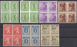 BERLIN Settore Sovietico - 1945 - Lotto Di 7 Quartine Nuove MH E MNH: Yvert 1, 1A, 2, 4, 5, 6 E 7. - Berlin & Brandenburg