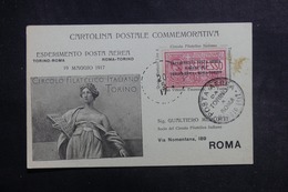 ITALIE - Carte 1er Vol Italien Par Avion En 1917 - Vol Turino / Roma , Affranchissement Plaisant ( P.A.1 ) - L 42222 - Marcofilie (Luchtvaart)