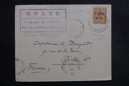 CHINE - Enveloppe De Shangaï Pour Paris En 1929, Affranchissement Plaisant Mouchon Surchargé - L 42228 - Covers & Documents