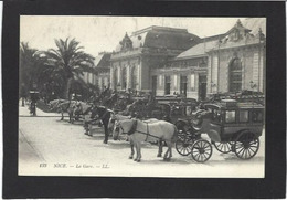 CPA Alpes Maritimes 06 Nice Attelages Gare Station - Treinverkeer - Station