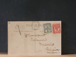 A10/285 CP QUEENSLAND    TO BELG. 1907 - Storia Postale