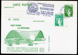 Type Sabine 1,40f - Flamme "Exposition Philatélique Philexfrance 82" Paris - Bijgewerkte Postkaarten  (voor 1995)