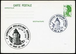 Type Liberté 1f40 - Cachet Illustré "Expo Philatélique Bar-le-Duc" 1982 - Overprinter Postcards (before 1995)