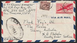 1945 - MIXED FRANKING U.S / AUSTRALIA APO 322 FINSCHHAFEN, NEW GUINEA Censored WWII Army Cover - 2c. 1941-1960 Cartas