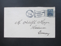 USA 1904 Brief Von Stowell & Co Manufacturing Chemists Charlstow Mass. - Hannover Mit Flaggenstempel - Cartas & Documentos