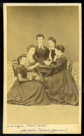1860. Cca. Hölgyek Sakkoznak, Ritka Visit Fotó  /  Ladies Playing Chess Rare  Visit Photo - Andere & Zonder Classificatie