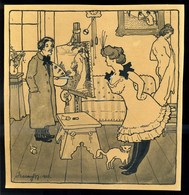 1910. Akvarell , Tusrajz  Sign : Szalay Gy . 18*18 Cm - Non Classés
