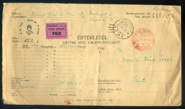 BUDAPEST 1945.09.21. Értéklevél Kp Bérmentesítéssel Szentesre Küldve, Ritka Darab Ebben A Korszakban - Lettres & Documents