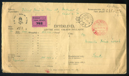 BUDAPEST 1945.09.21. Értéklevél Kp Bérmentesítéssel Szentesre Küldve, Ritka Darab Ebben A Korszakban - Storia Postale