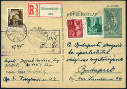 RÁKOSSZENTMIHÁLY 1945.05. Ajánlott Kiegészített Díjjegyes Levlap Budapestre Küldve  /  Reg. Uprated Stationery P.card To - Brieven En Documenten