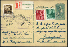 RÁKOSSZENTMIHÁLY 1945.05. Ajánlott Kiegészített Díjjegyes Levlap Budapestre Küldve  /  Reg. Uprated Stationery P.card To - Covers & Documents