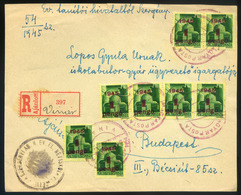 VINÁR 1945. Dekoratív, Ajánlott Levél Előlap Kisegítő Bélyegzéssel - Brieven En Documenten