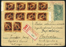 CSEMŐ 1945.08.16.  Ajánlott Bélyeggel és Kp. Bérmentesítéssel Kiegészített Díjjegyes Levlap Postaügyn. Bélyegzéssel, Szü - Storia Postale