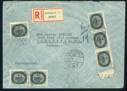 BUDAPEST 1946. Dekoratív Inflációs Ajánlott Levél Kanadába Küldve. Jó Darab!  /  Decorative Infl. Reg Letter To Canada G - Brieven En Documenten