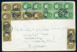 BUDAPEST 1946. Inflációs Levél 18 Db Lovasfutár Bélyeggel Bérmentesítve, Angliába Küldve - Lettres & Documents